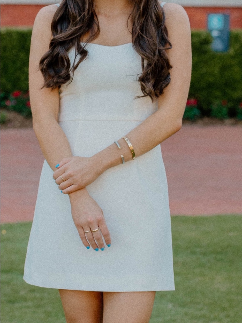 French Connection Cream Sleeveless Mini Dress